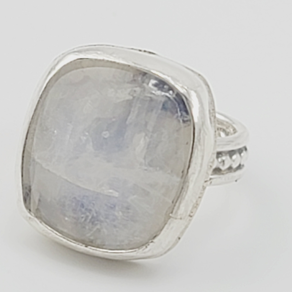 MOONSTONE HANDMADE RING IN 925 STERLING SILVER METAL 4 - Picture 4 of 6